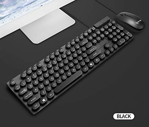 COM1950s 104 Keys Gaming Keyboard 1 Set Anti-Splash Wired Mult Punk Gaming Keyboard Mouse Office for PC Computer (Black) - Thumbnail 3