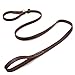 Wellbro Real Leather Slip Lead Dog Leash, Adjustable Stitched Pet Slip Leads with Slider, Heavy Duty Flat Dog Training Leashes for Medium and Large Dogs, 5ft Long by 0.7
