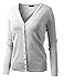 BH B.I.L.Y USA Women's V-Neck Button Down Long Sleeve Classic Knit Cardigan White Medium