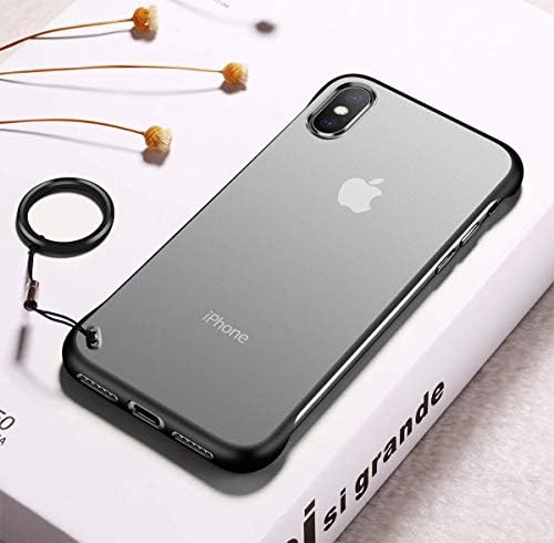KeKeYM Frameless for iPhone 7 Plus/iPhone 8 Plus Case Slim Translucent Matte Texture Design Hard PC Back Cover Shock Bumper Corners for 8 Plus 7 Plus 5.5" (Free Metal Ring), Black