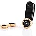 Phone Camera Lens, 3 in 1 Clip-on Cell Phone Camera, 10x Macro Lens + 0.65x Wide Angle Lens + 180° Fisheye Lens for Most Smartphones JHS-TECH (Golden)