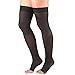 Truform Women's Compression Stockings, 20-30 mmHg, Thigh High Length, Open Toe, Opaque, Black, Medium
