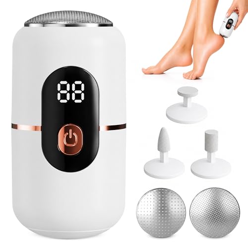 Electric Foot File for Feet, Cordless Rechargeable Callus Remover for Dead Skin and Rough Heels, 3 Speed Pedicure Tool with 2 Replaceable Grinding Heads