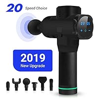 Massage Gun, Powerful Cordless Handheld Deep Tissue Massager with 6 Heads, 20 Adjustable Speed, Rechargeable Muscle Massage Gun for Sore Muscle and Stiffness(Black)