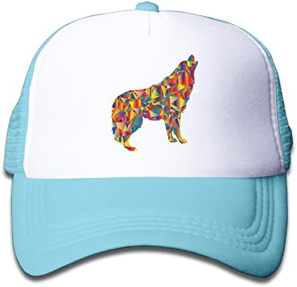 Toddler Kid's Enraged Howling Wolf Mesh Trucker Snapback Hat Cap SkyBlue