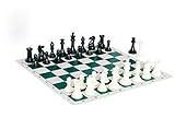 Quadruple Weight Tournament Chess Game Set - Chess Board Game with Staunton Ivory Chess Pieces, Green Silicone Chess Board