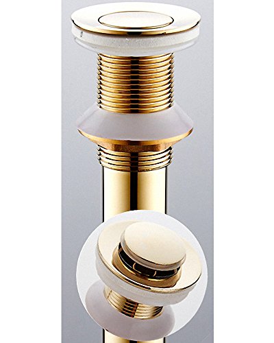 700Brass Pop-Up Drain Finger Touch Drain Without Overflow Holes, Solid Brass, Polished Gold, Lavatory Vessel Sink Drains Size 36, Coming with with Tailpiece