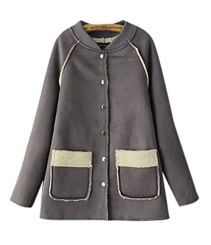 Lingswallow Women's Casual Faux Suede Leather Fleece Winter Coat Jacket Grey Lingswallow Women's Casual Faux Suede Leather Fleece Winter Coat Jacket Grey