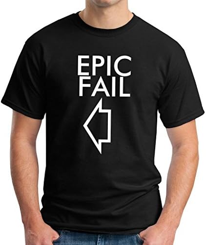 MoMoc Men's Tee Vintage Tee Shirts Fail Epic White T Shirts Black Size Small