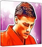 Jean Claude Van Damme - Pop Art Print (Multicolour; Purple Stars Background) 50 x 50 x 2 cm Large Square Deep Box Canvas