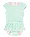 RuffleButts Infant/Toddler Girls Peplum Skirt One Piece Rash Guard Swimsuit - Mint Seersucker - 6-12m