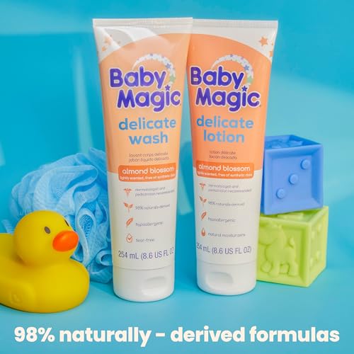 BABY MAGIC DELICATE WASH, GENTLY CLEANSES BABY WITHOUT STRIPPING MOISTURE, TEAR-FREE, CAMELLIA & COCONUT OIL, 8.6 FL OZ