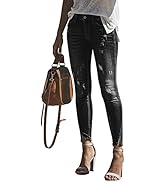 PRETTYGARDEN Women’s Mid Rise Stretch Ripped Slim Slit Hem Jeans Distressed Denim Pants Bottoms