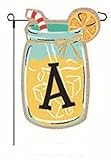 Home Garden Flags Monogram Lemonade Mason Jar Burlap Summer Garden Flag 12.5 x 18