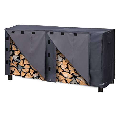 SONGMICS Heavy Duty Log Rack Waterproof Firewood Cover 8ft UGLC96GY, Gray