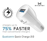 Ghostek® NRGcharge QuickCharge 2.0 Rapid High-speed Fast Quick Car Charger Adapter with Micro USB Data Charging Cable | Smartphones | Tablets | Samsung Galaxy | Android | LG | Warranty (White)