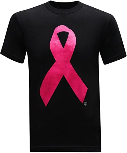 Pink Ribbon Breast Cancer Awareness Men's T-Shirt (XX-Large) - Black