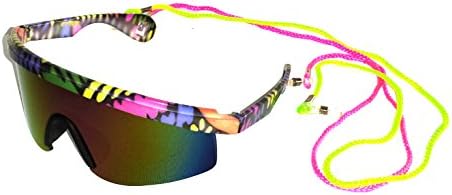 80's Vintage Neon Splattered Wrap Sunglasses