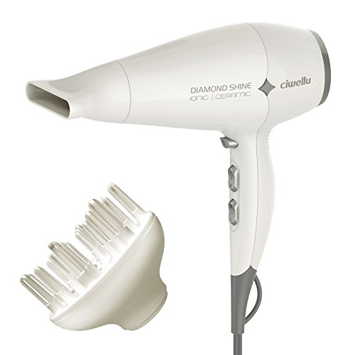 Click Here to See More Images Ciwellu Negative Ionic Hair Dryer 1875 Watt Titanium Ceramic Low Noise Hair Blow Dryer with Diffuser & Concentrator Styling Tool- 2 Speeds 3 Heat Settings with Cool Shot Button White