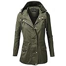 TL Women's Militray Anorak Parka Hoodie jackets with Drawstring (Small, L29023J_OLIVE)