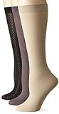 Anne Klein Women's Diamond Stripe Trouser Sock Queen Size Three-Pack