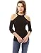 PattyBoutik Women Halter Cold Shoulder Keyhole Back Blouse (Black Small)