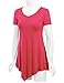MBJ WT638 Short Sleeve Shirts for Womens Tops Casual V-Neck Summer Clothes Asymmetrical Tunic Blouses XXL Coral