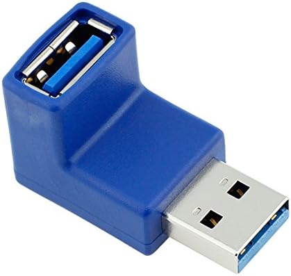 Bluwee Superspeed USB 3.0 Adapter 90 Degree Right Angle Coupler Connector Type A Male - A Female(Blue)