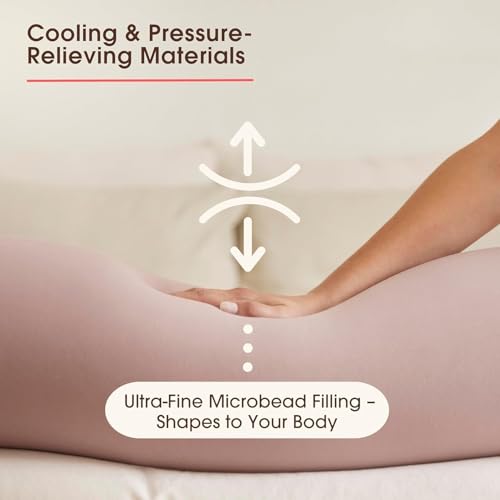 GGEROU Adjustable Pregnancy Pillow - Full Body Support for Side Sleeping - Adjustable Firmness and Shape - Supports Back, Legs, Belly, Hips for Pregnant Women - Removable Cover - Pink