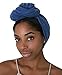 Rayna Josephine Stretch Head Wrap - Long Solid Color Turban Hair Scarf Tie (Blue Topaz)