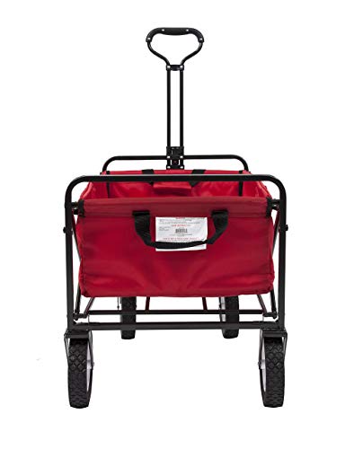 Mac Sports Collapsible Folding Outdoor Utility Wagon, Red (Renewed)