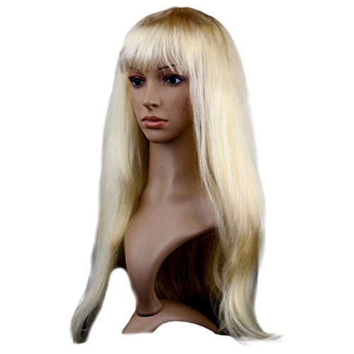 DEESEE Long Straight Masquerade Small Roll Bang Long Straight Hair Cosplay wig