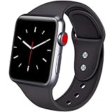 ATUP Sport Band Compatible with Apple Watch 38mm 40mm 42mm 44mm Women Men, Soft Silicone Replacement Bands for iWatch Apple Watch Series 4, Series 3, Series 2, Series 1 (Black, 38mm/40mm-S/M)