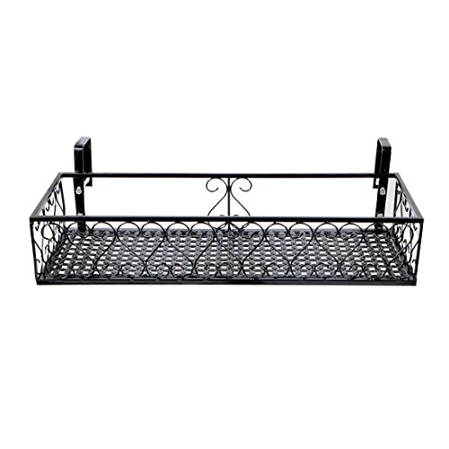 Saim Hanging Balcony Flower Pot Brackets Holder Box Stand Rack Railing Shelf Patio Deck Plant Planter Container Accessories (Black)