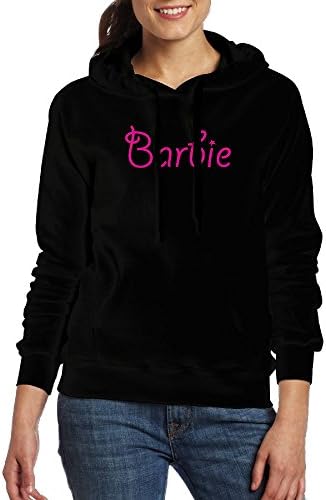 QTHOO Women's Long Sleeve Barbie Text Hooded Sweatshirt With Pocket