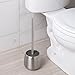 mDesign Bathroom Toilet Bowl Brush and Plunger - Pack of 2, Brushed Stainless Steel/White