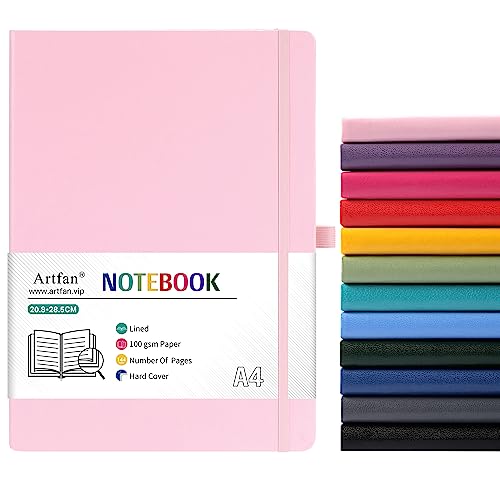 A4 Notebook - Notebook A4 with Premium Paper, Faux Leather Classic Writing A4 Notebook Journal, 8.35" X 11.45", Hardcover - Pink… — image 1