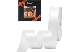 LIUYAXI Solid Color Double Faced White Satin Ribbon 7/8" X 25 Yards, Ribbons Perfect for Crafts, Wedding Decor, Bow Making, Sewing, Gift Package Wrapping and More