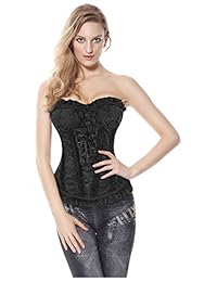 Killreal corsé de encaje y brocado de estilo gótico, ideal para fiestas de Halloween, para mujer.