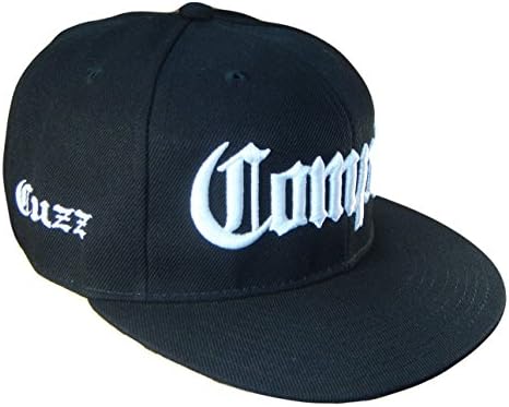 THS Compton Cuzz Flat Bill Snapback Flat Bill Cap (One Size, Black / White)