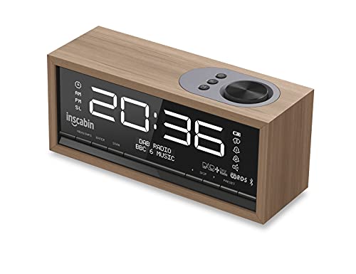 41LL R43zPS Inscabin C1 Dab/Dab+ Fm Digital-Radiowecker Mit Großem Bildschirm, Kabelloser Lautsprecher Mit Bluetooth, Stereo-Sound, Schönes Design Für Schlafzimmer, Küche, Büro (Black Walnut)