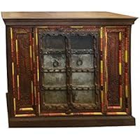 Antique Distressed Cabinet Jharoka Double Door Designs Sideboard Chest Rustic Boho Shabby Chic Decor