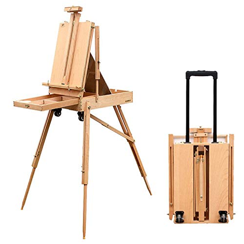 Easy Kunst GmbH Staffelei Kofferstaffelei Feldstaffelei Holzstaffelei Buchenholz mit Mischpalette