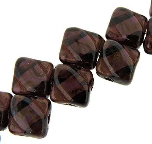 Dark Amathyst Picasso 6mm Diamond Glass Czech Two Hole Tile Bead 40 Beads