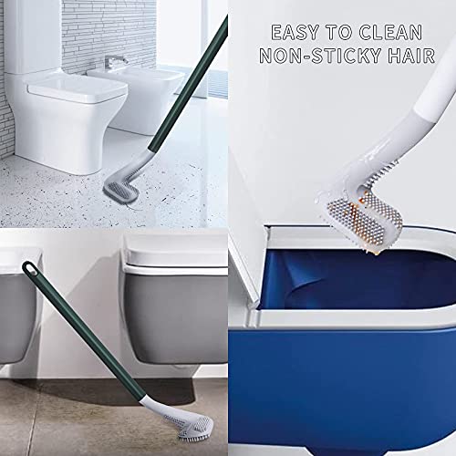 Golf Toilet Brush, Silicone Toilet Cleaning Brush, Golf Brush Head Toilet Brush, Long-Handled Golf Clubs, TPR bristles, Fast and efficient Cleaning of The Toilet, for Bathroom Toilets (White)