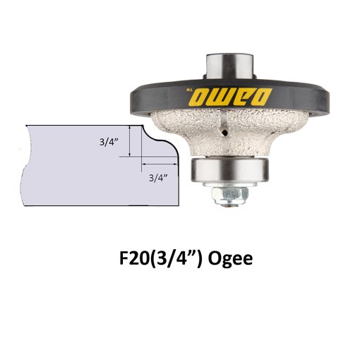 DAMO F20 3/4 inch Ogee Diamond Hand Profiler Router Bit Profile Wheel with 5/8-11 Thread for Granite Concrete Marble Countertop Edge - Thumbnail 3