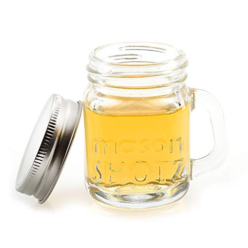 Premium Vials Mini Mason Jar Shot Glasses with Handles (Set of 8