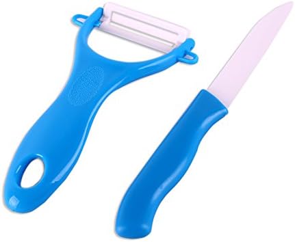 High Quality muticolor Magi Home Ceramic Knife Set 3" inch Paring Fruit Utility Chef Home Kitchen Knives with Peeler Scabbard (blue)