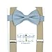 Dusty Blue Bow Tie and Light Grey Suspenders