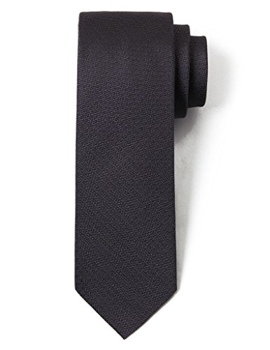 Origin Ties 100% Silk Textured Solid Color Men's Skinny Tie 3'' Necktie Dark Grey
